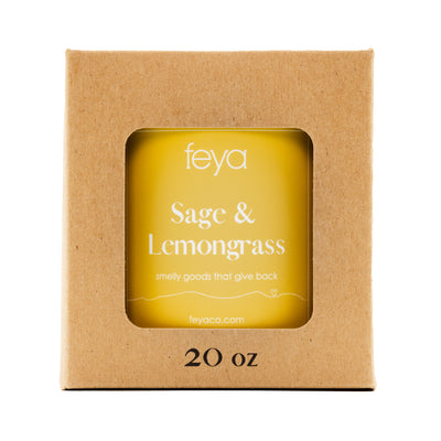 Feya Sage & Lemongrass 20 oz Candle with box